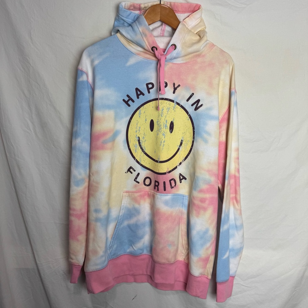 Creative Apparel Concepts Tie Dye "Happy In Florida" Hoodie Size L NWOT
